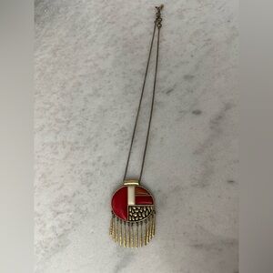 Lucky Brand Red and Gold Geometric Necklace